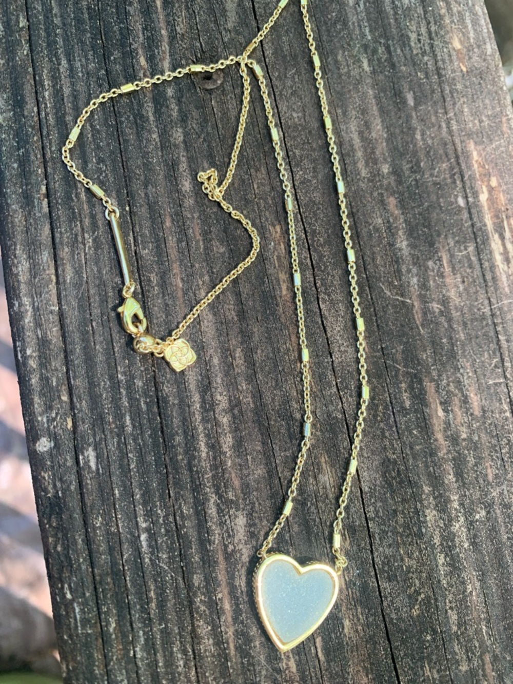 Kendra Scott White Druzy Heart Necklace in Gold